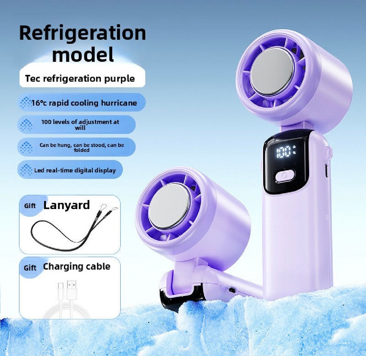 Ice compress hand-held fan