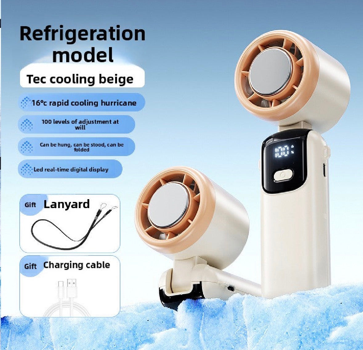 Ice compress hand-held fan